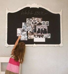 Making and attaching a simple frame to the wall then filling it in with magnetic paint is a great way for you child to display favorite pictures. 